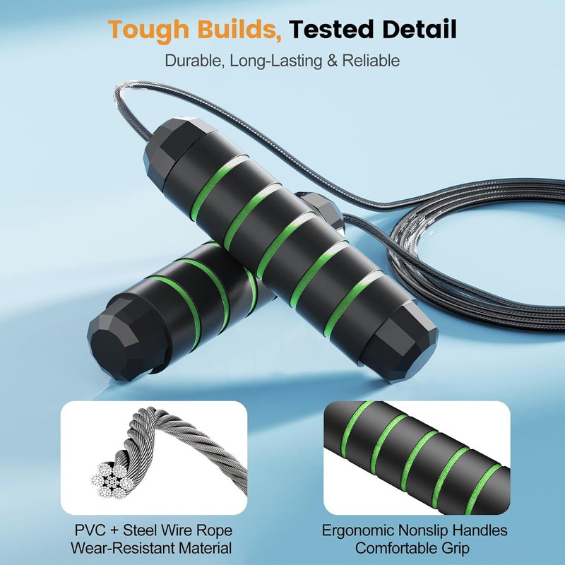 SKIFUL Jump Rope,Tangle-Free Rapid Speed Jump Rope with Ball Bearings for Men,Women and Kids,Adjustable Steel Skipping Rope with Ergonomic Foam Handles,A Ideal Equipment and Accessories for Workout,Fitness,Exercise,Home Gym,Slim Body - Image 4